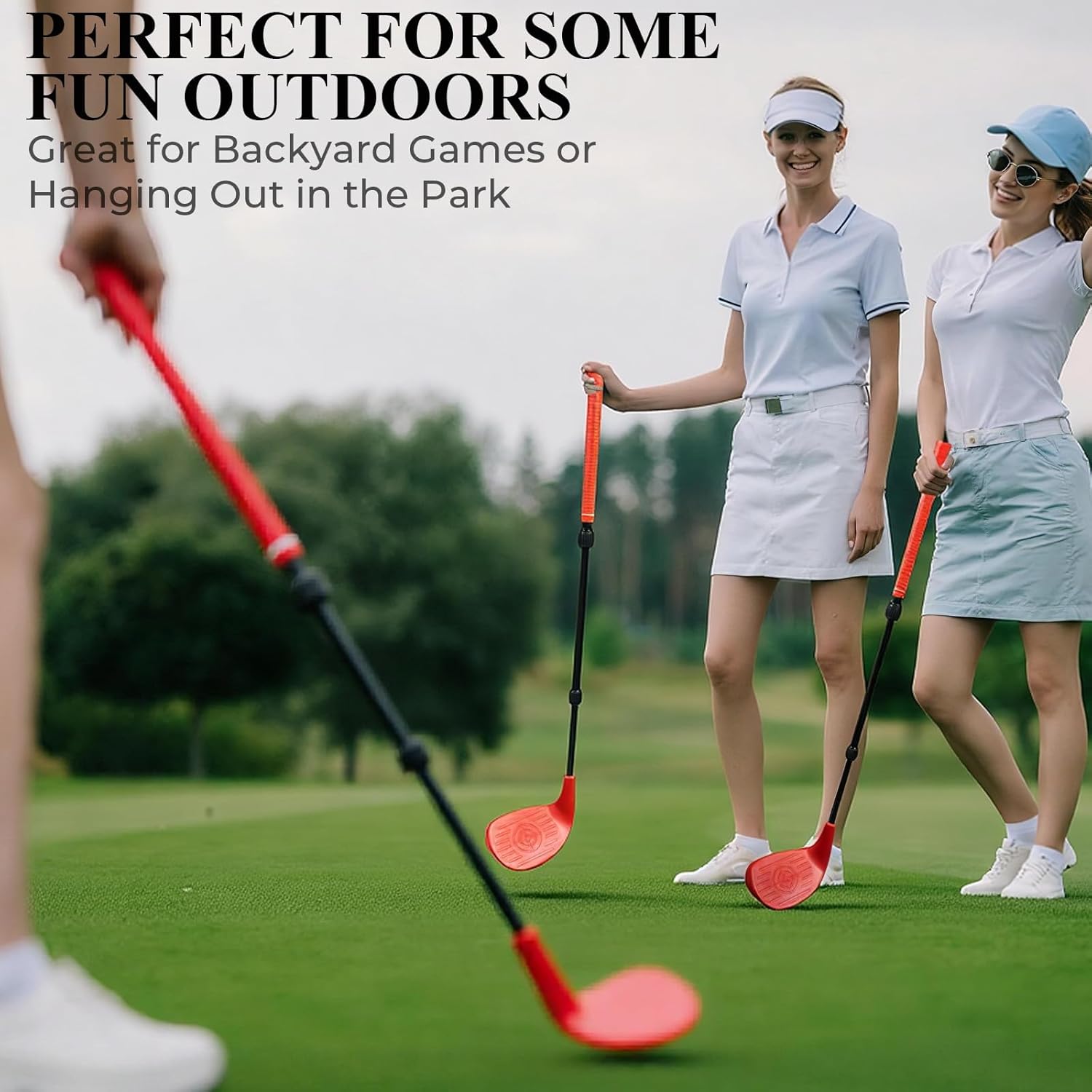 2-Pack Adjustable Backyard Golf Game Clubs, Telescopic 18"–38" Shafts, Oversized Forgiving Heads, Durable Chipping Sticks for Indoor & Outdoor Yard Games, Use with Plastic or Foam Balls