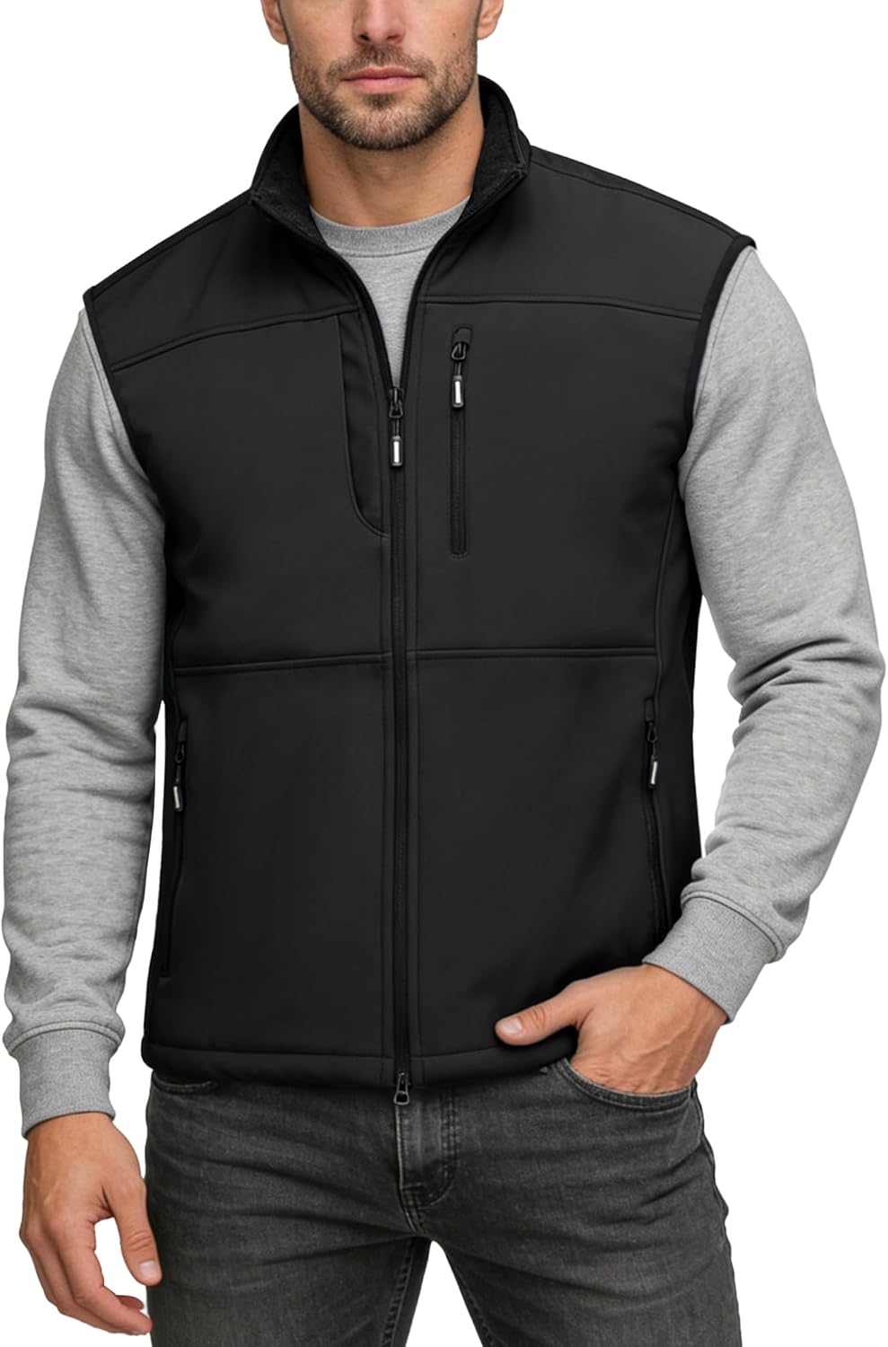 Outdoor Ventures Men's Running Vest Outerwear, Lightweight Windproof Fleece-Lined Softshell Sleeveless Jacket for Golf - Image 7