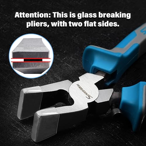 Miniatura 2 de SPEEDWOX Alicates de vidrio con puntas de goma, alicates para llavero de 8 pulgadas, alicates de rotura de vidrio con mandíbulas planas resistentes