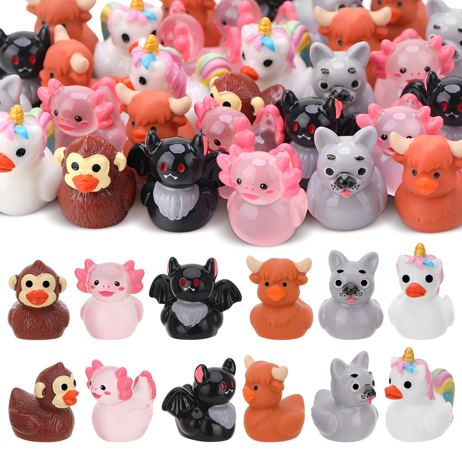 GGSTDDUP 60pcs Mini Resin Animal Ducks, Tiny Ducks for Hiding, Miniature Duck Figurines, Novelty Party Favors Gift Decoration (6 Styles) — image 1