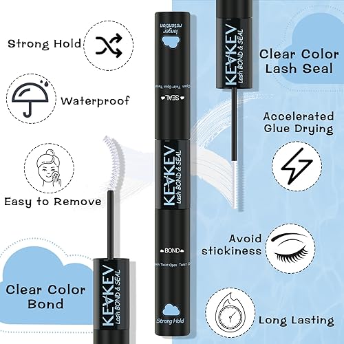 Miniatura 2 de Pegamento de pestañas para racimos de pestañas, impermeable, para pegar y sellar con removedor de cepillo de pestañas, hisopos de algodón, 72 horas