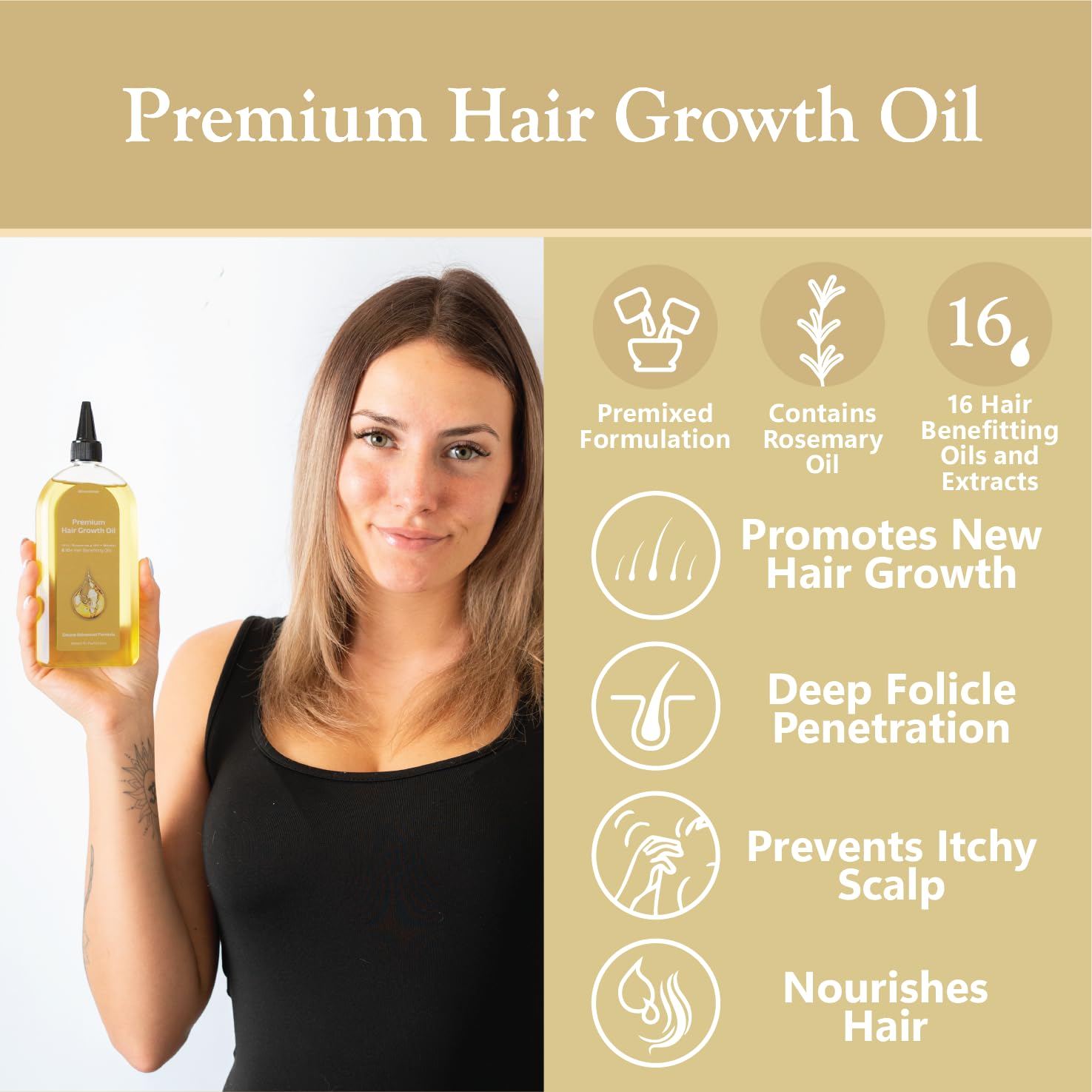 Premium Hair Growth Oil 170ml - Enriched with Rosemary, Biotin, and 10 Natural Oils for Enhanced Hair Growth and Thickness - Image 3