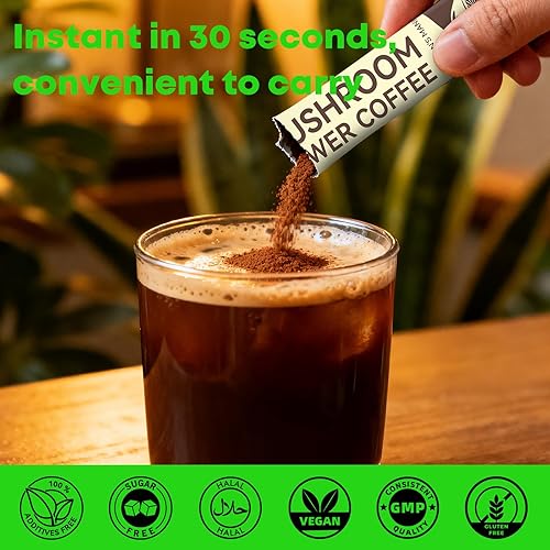 Miniatura 6 de BIYODE Café de hongos con melena de león, 8 hongos funcionales, aminoácidos y electrolitos, claridad mental, energía y apoyo para la salud