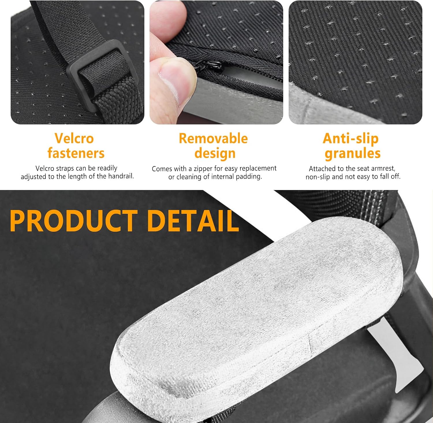 Set of 2 Soft Memory Foam Office Chair Arm Covers, Wheelchair Armrest Pads for Elbow & Forearm Pressure Relief, Chair Arm Rest Pads Cushions for for Office Desk Gaming Chair, Grey