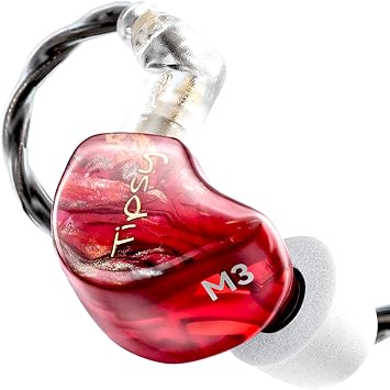 Tipsy M3 Professional IEM للموسيقيين، برامج تشغيل 2BA + 1DD، 36 ديسيبل PNC، IPX5، تقنية Acoustic-RunwayTM، راتينج صديق للبشرة، كابل ثنائي الدبوس مقاس 0.78 مم قابل للفصل، بدون ميكروفون، أحمر