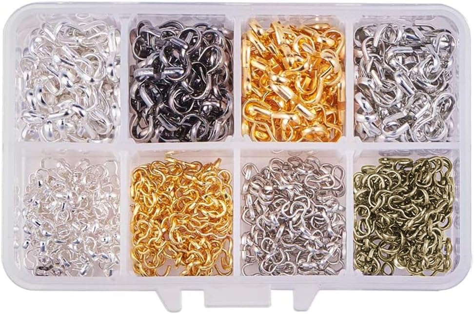 PH PandaHall 640pcs 2 Size 4 Color Quick Links Connectors 8 Shape Iron Charm Knot Chain Clasp for DIY Bracelet Necklace Jewelry Making, Nickel Free