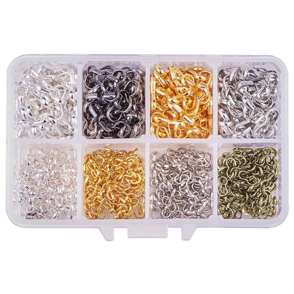 PH PandaHall 640pcs 2 Size 4 Color Quick Links Connectors 8 Shape Iron Charm Knot Chain Clasp for DIY Bracelet Necklace Jewelry Making, Nickel Free