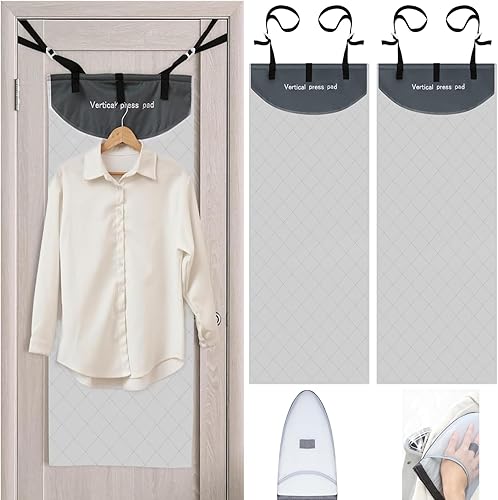 SiliFine Juego de 4 almohadillas de prensa sobre la puerta con vaporizador de ropa, juego de 2 ganchos verticales portátiles para vaporizador, 2