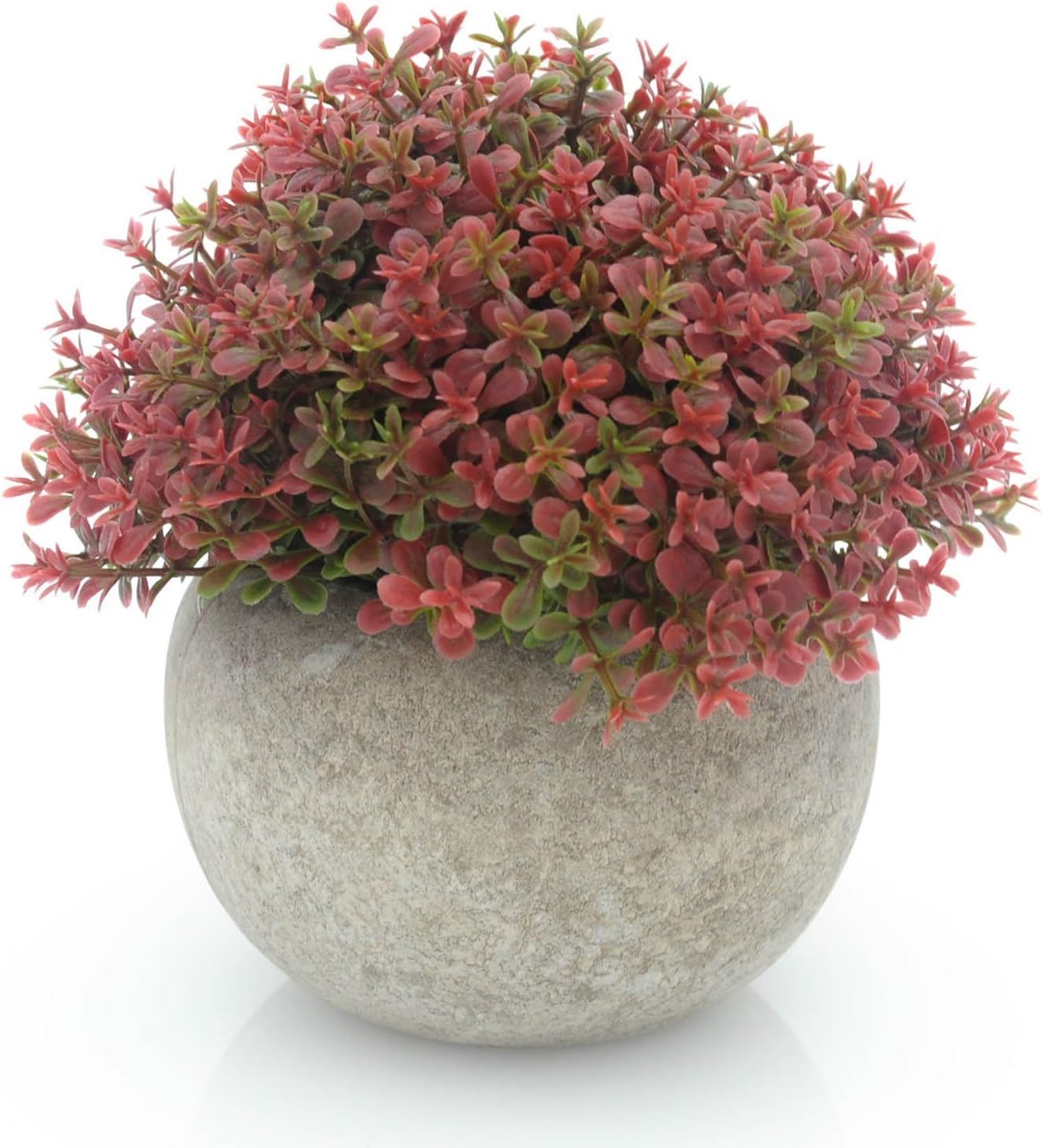 Velener Mini Plastic Artificial Pine Ball Topiary Plant with Pots for Home Decor (Red Clover)