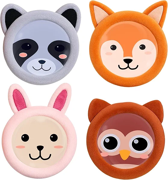 ICEWRAPS Small Ice Packs for Kids Boo Boos | Kids Reusable Ice Packs with Cloth Cover | Baby Ice Pack for Fever Boo Boo, Set A: Bunny, Fox, Raccoon, Owl