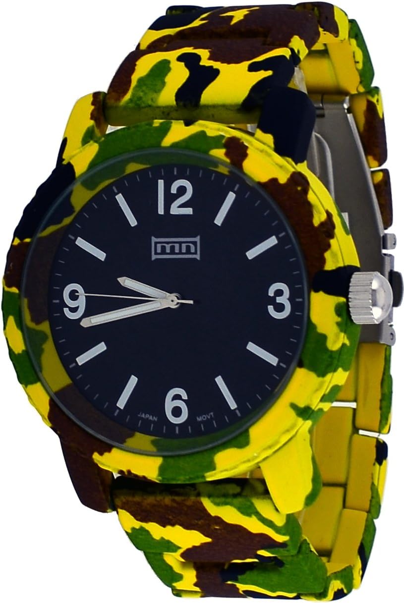 Mark Naimer #MN3110 Men's Yellow Camouflage Metal Band Watch