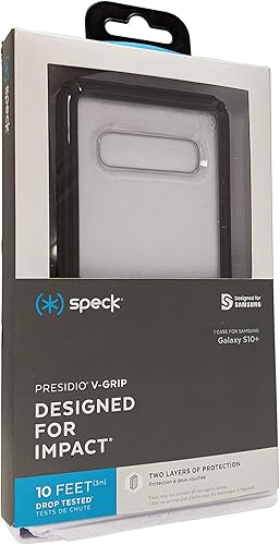 Speck Productos Funda compatible para Samsung S10 +, Presidio V-Grip Case (transparente/negro)