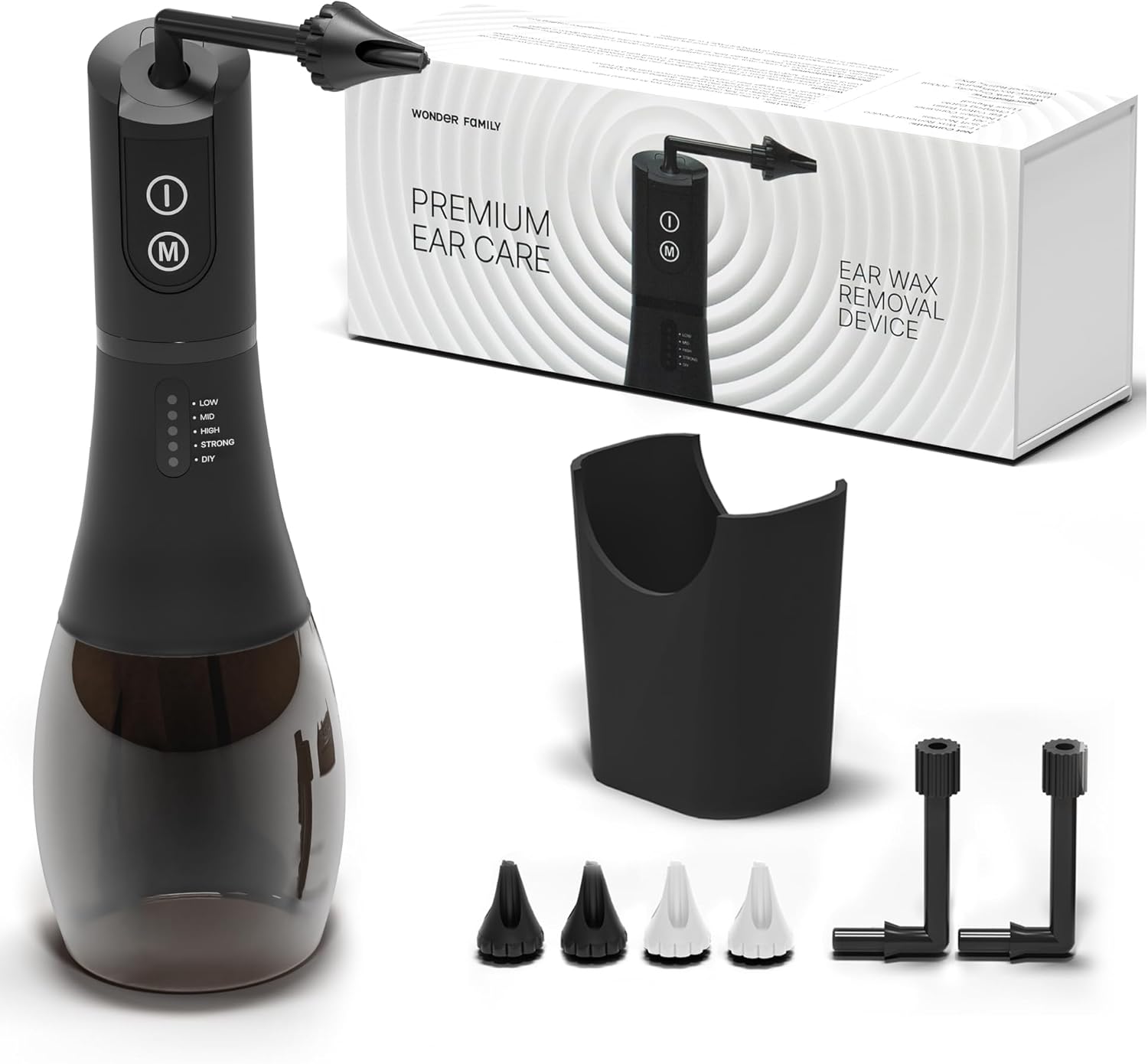 Electric Ear Wax Removal Kit with 5 Pressure Modes and Auto Timer, Ear Irrigation Cleaner with 6 Nozzles and 2 Jet Tips, IPX7 Waterproof Ear Cleaning System with Basin and Charging Cable