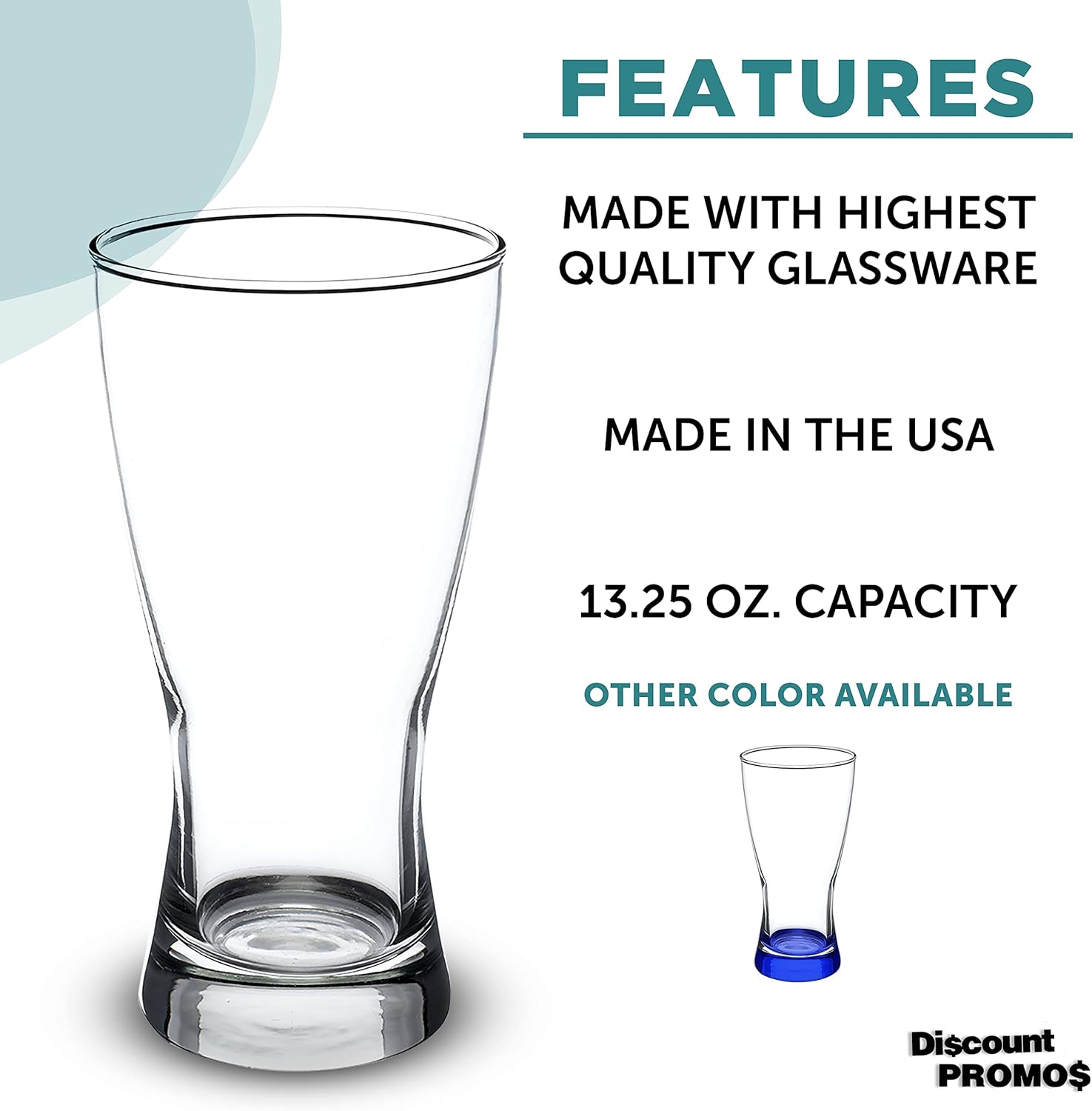 DISCOUNT PROMOS Pilsner Glasses 13.25 oz. Set of 12, Bulk Pack - Made in the USA, Perfect for Hotels, Restaurants, Bars and Even Party Favors - Clear