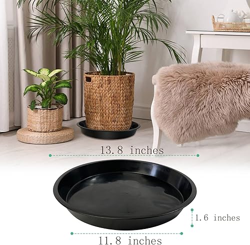 Miniatura 2 de DUNPUTE Platillo para plantas de 14, 16, 18, 20, 22 pulgadas, paquete de 4 bandejas grandes resistentes para macetas, platillos de plástico para