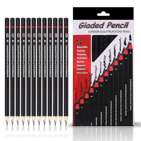 Corslet 12pc Sketch Pencil Set - Art Supplies for Beginners and Professional Artists - Graphite Drawing Kit With Shading Pencils for Sketching