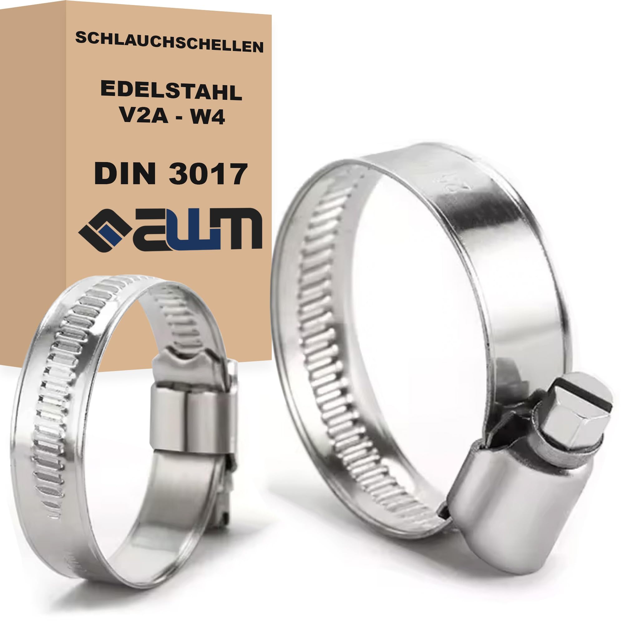 100 St&uuml;ck Edelstahl W2 Schlauchschellen Mit 9mm Bandbreite In Schneckengewinde Geschwei&szlig;ten