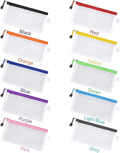 Miniatura 2 de Sinzip Paquete de 20 bolsas de malla multicolor con cremallera, bolsas para lápices con cremallera, bolsas de viaje multiusos para cosméticos,