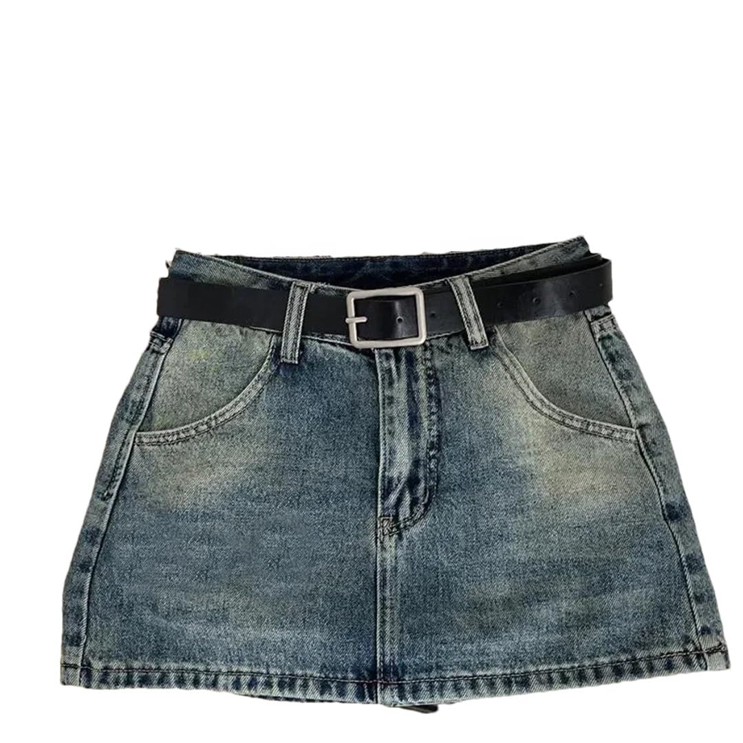 Minigonna casual da donna Street Wear a vita alta con bottoni e cerniera a una linea di jeans gonne