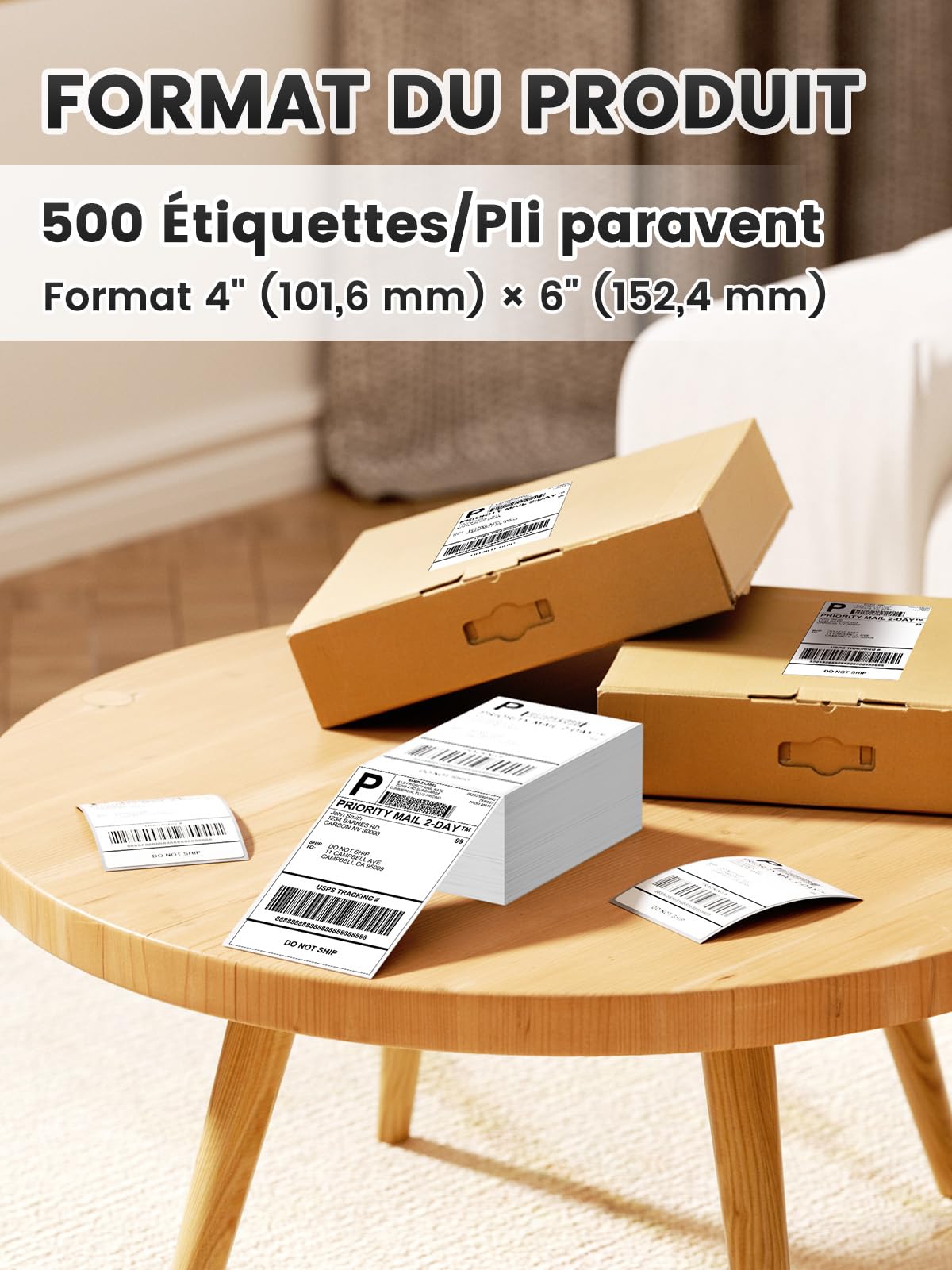 Thermische verzendlabels, 10,16 x 15,24 cm, direct, waterdicht, thermische labels, verzendlabels voor , UPS, DHL, Ebay 500 etiketten