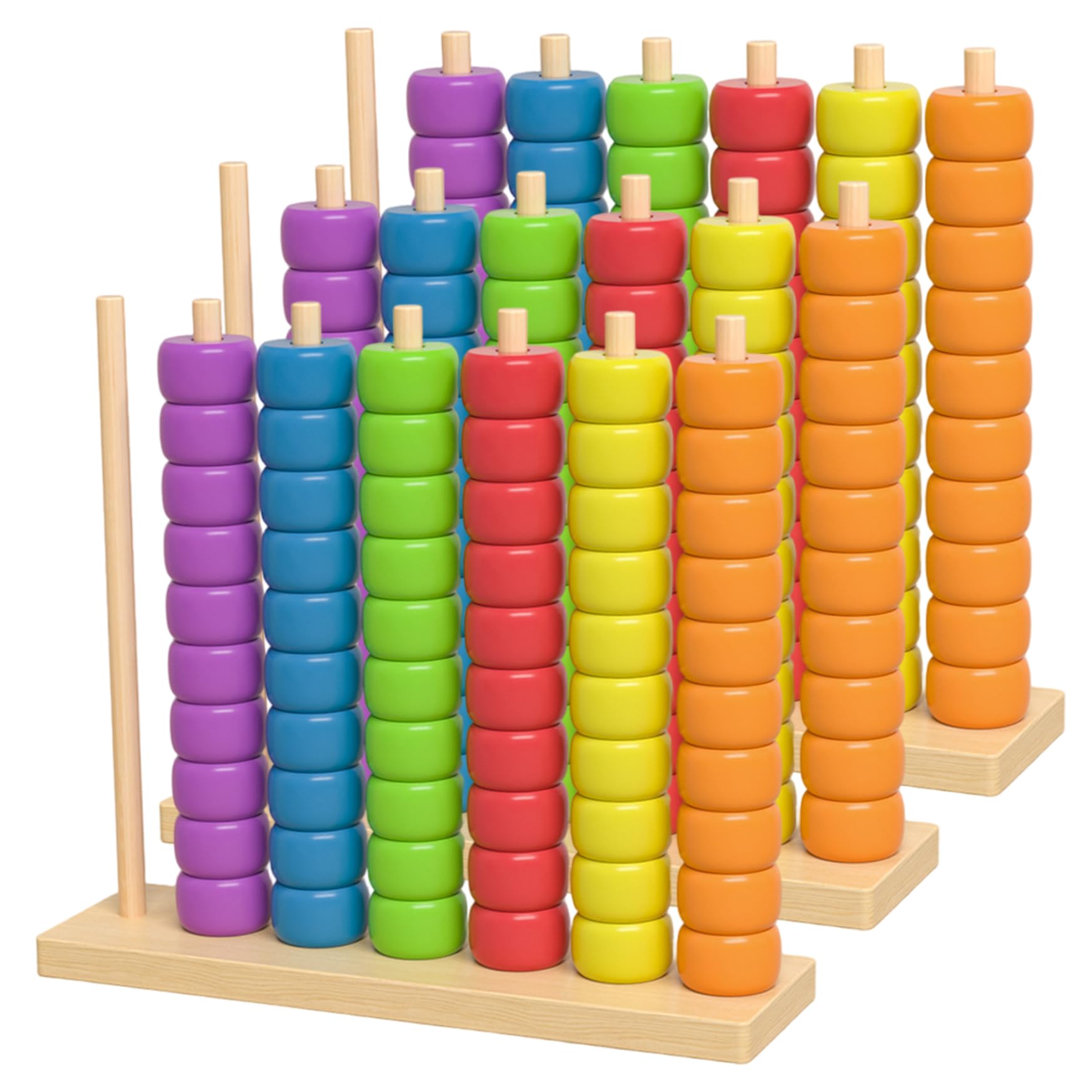 Farbsortierspielzeug, 3-teiliges Montessori-Holzspielzeug für Kleinkinder, schnelles Matching- und Stapel-Puzzlespiel für Strategie und Familienspaß
