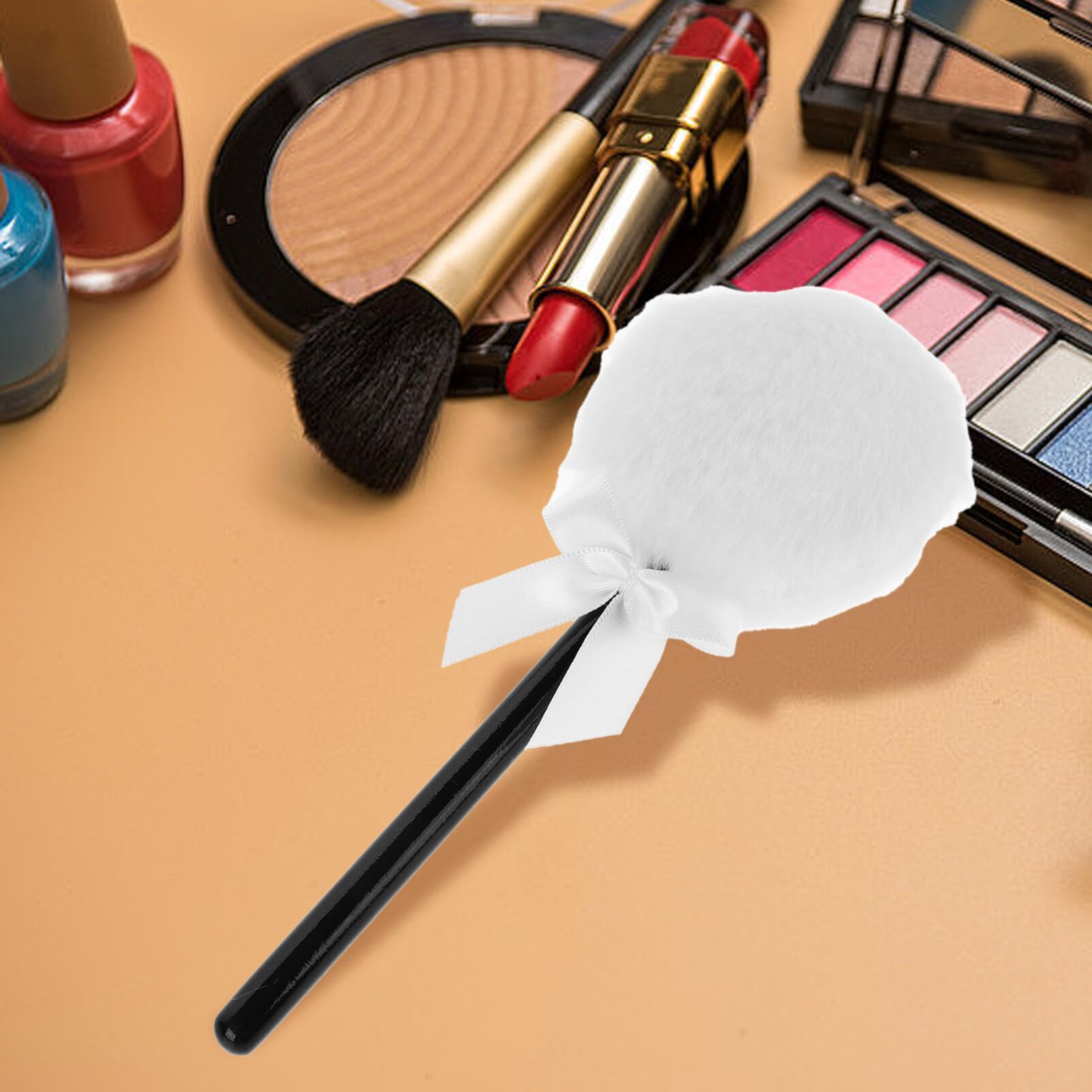 Beavorty Setting Powder Puff, Lollipop Makeup Puff Loose Powder Puff Body Powder Puff with Stick Handle for Face Cleaning Makeup