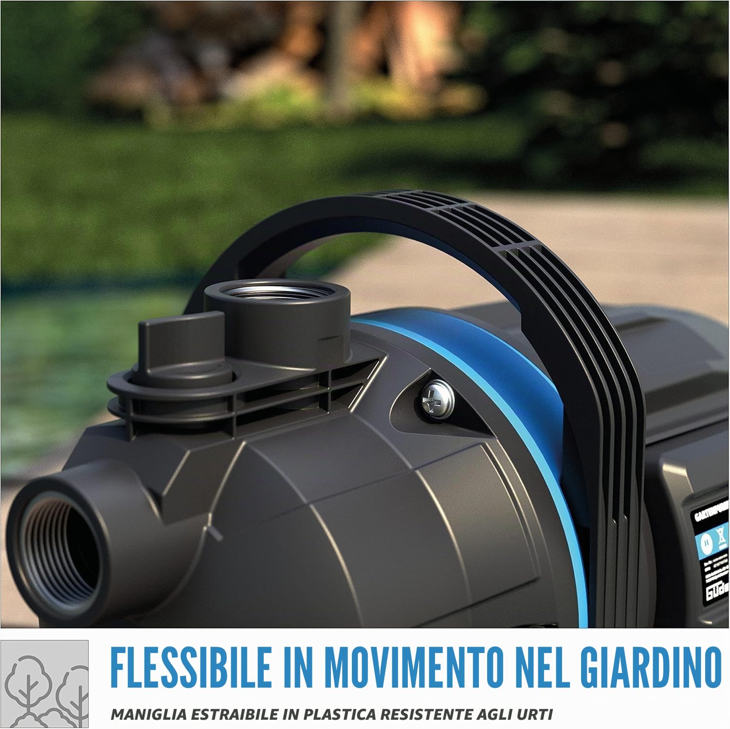 Güde Pompa da giardino GP 6035 (600 W, portata massima 3200 l/h, altezza di aspirazione fino a 7 m, filettatura di collegamento 1" IG, pompa a getto per irrigazione giardino)