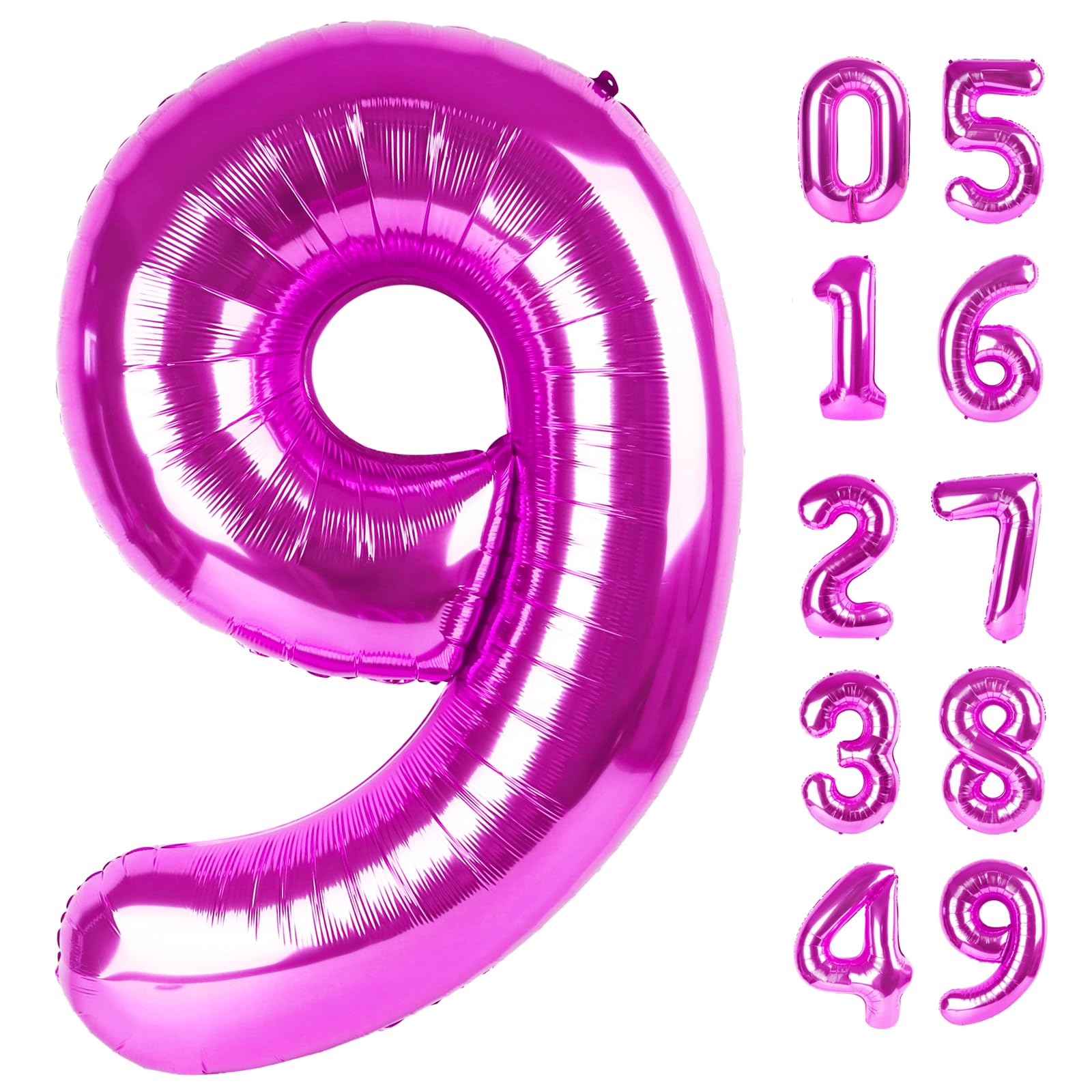 Rosy Purple 9 Balloon - Number Balloon 40 Inch, 9th Rosy Purple Decorations