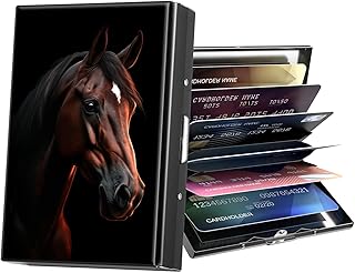 Metal Wallet,Credit Card Holder for Women Men,RFID Blocking Card Holder Wallet Mini Slim Aluminum Wallet ID Case Hard Card Case Business Card Holder Case,Brown Horse