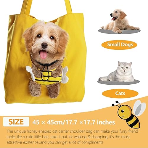 Miniatura 4 de Bolsa de transporte para gatos y perros pequeños, bonita bolsa de transporte para perros pequeños en forma de abeja, bolsa de transporte de lona