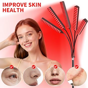 Red Light for Face and Body, Infrared Light Therapy Lamp with Stand Led 660nm Red Light-Therapy& 850nm Infrared Light Device (L)