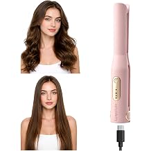 Cordless Hair Straightener and Curler 2 in 1 | USB-C Rechargeable, Ceramic, Mini Flat Iron, Portable Wireless, Travel Purse Gym Daily Use