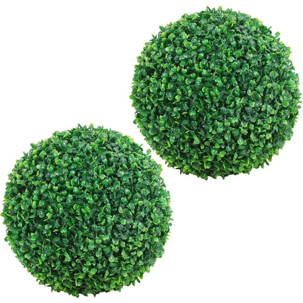 Décor de mariage buis artificiel lot de 2 boules vertes sans entretien