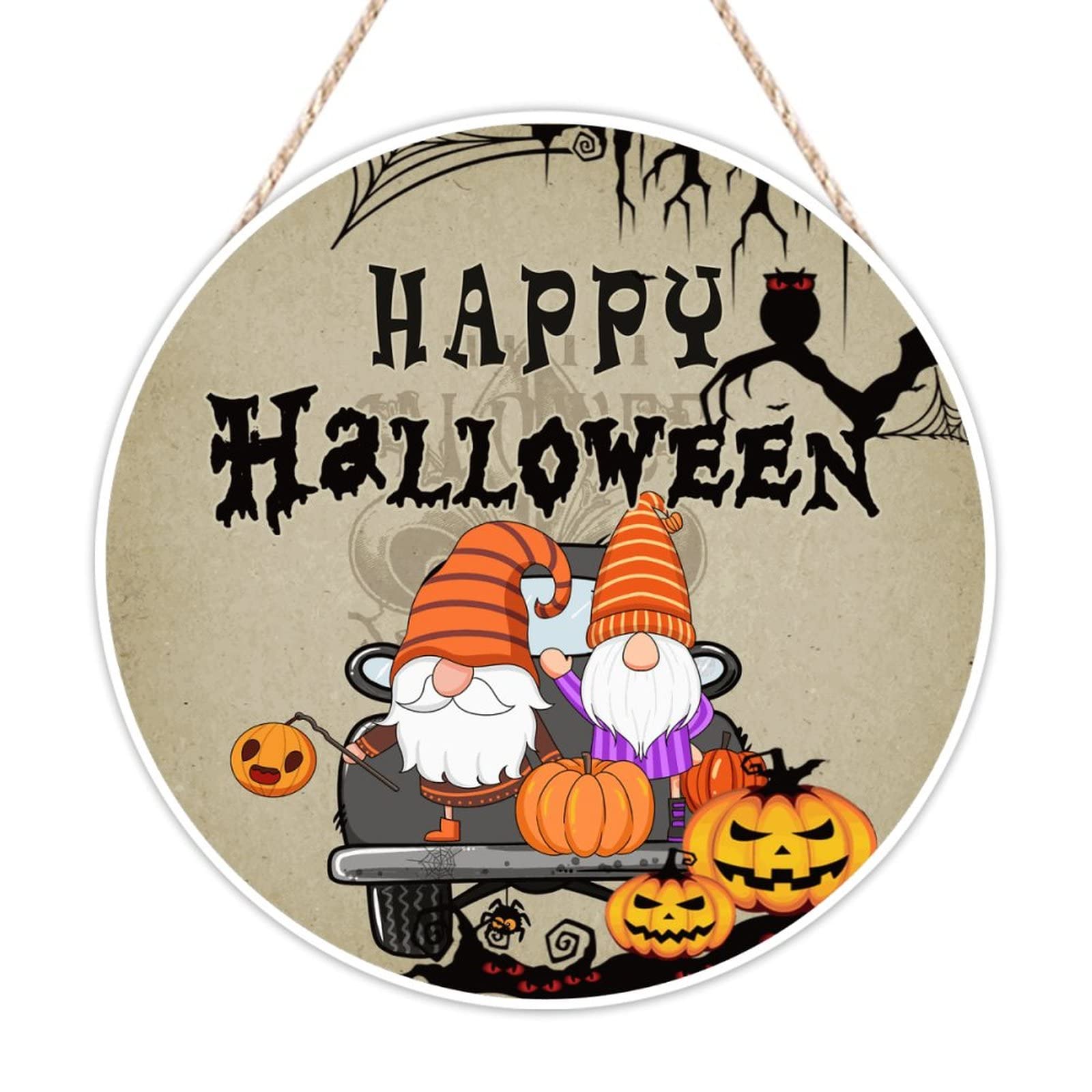 Panneau mural effrayant Halloween avec gnome en bois pour décoration intérieure