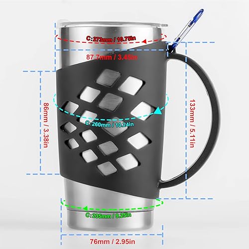 Miniatura 3 de TRINENOX - Funda de silicona para vasos de 20 onzas, mango Rambler para vasos de 20 onzas, tazas de café aisladas al vacío, funda protectora con