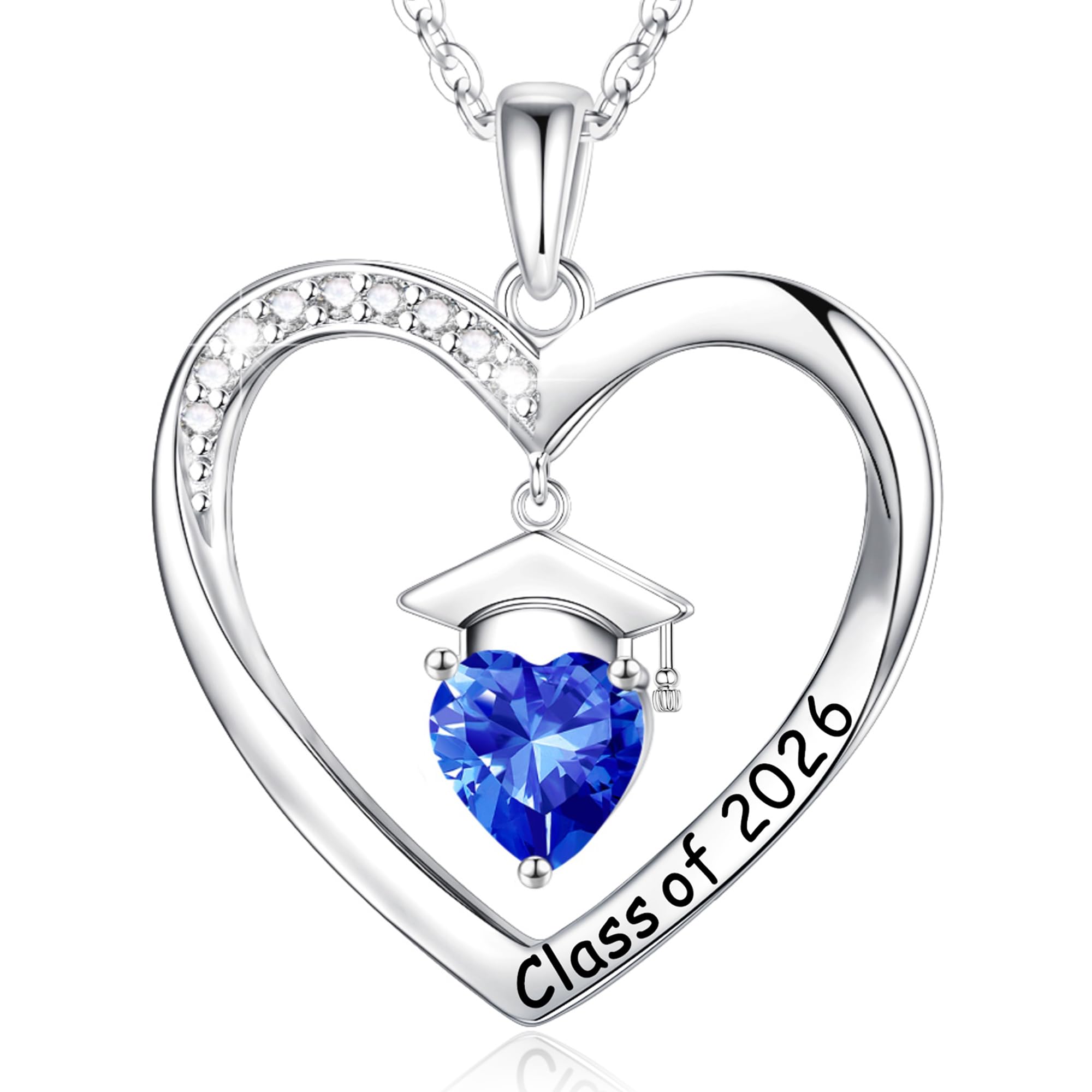 Anoup 2026 Graduation Heart Birthstone Necklace