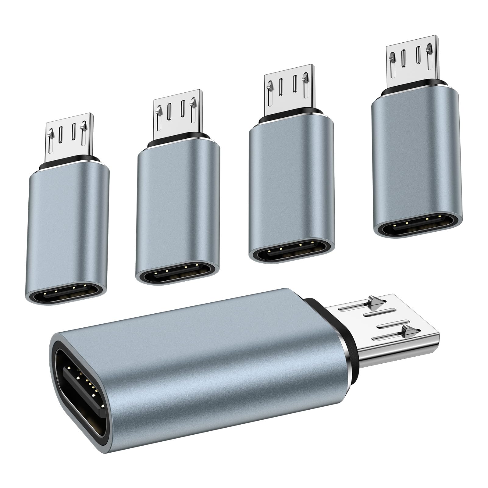 Adattatore da USB C a micro USB, confezione da 5 connettori USB tipo C femmina a micro USB maschio, per ricarica e sincronizzazione dati per Samsung Galaxy S7 Edge, S7, S6, J7, Nexus 5, 6, Note 5