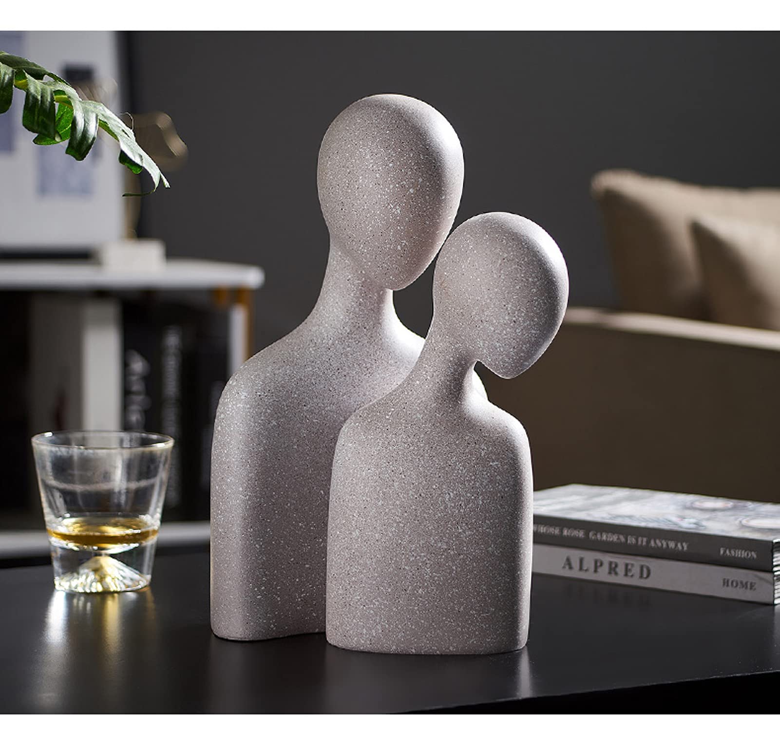 Scultura Moderna Coppia Figura Decorativa - Elegante Simbolo di Amore e affetto in Ceramica - Ornamento di Arte Astratta - Decorazione buona Come Idea Regalo,Grigio,Couple Statue B