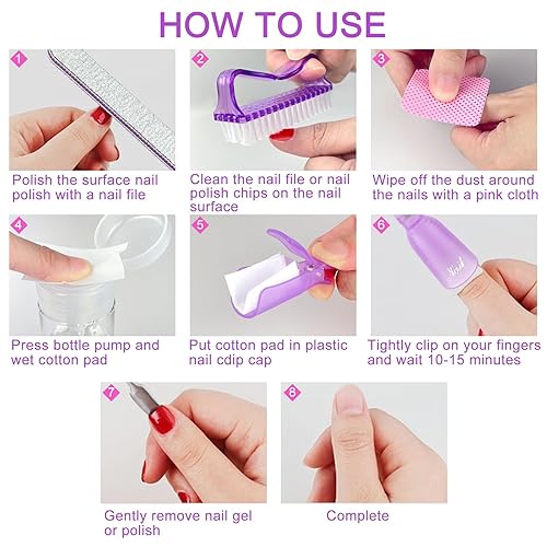 Miniatura 7 de Eyxformula Kit removedor de esmalte de gel  10 clips para uñas de los pies, 10 clips de remojo de uñas de dedos, 400 toallitas sin pelusa, 2 limas