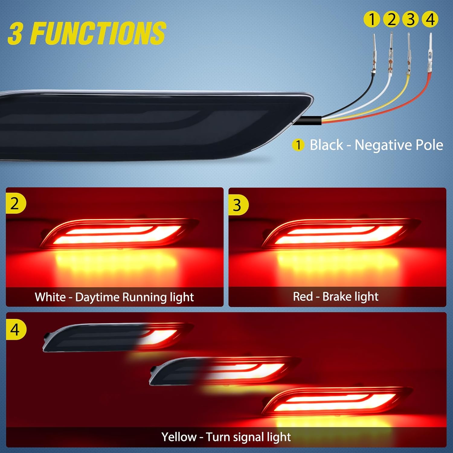 Nilight Rear Bumper Tail Light Compatible with 2018 2019 2020 2021 2022 2023 2024 2025 Toyota Camry Smoke Lens LED Reflector Rear Bumper Lamps Brake Turn Signal Sequential Flashing Driving Taillights