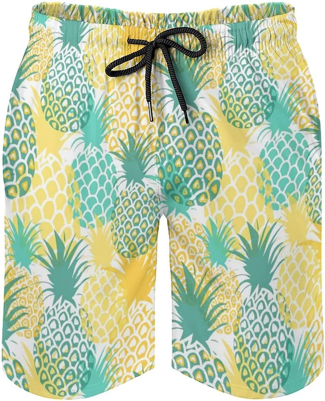 Men's Swim Shorts Tropical Pineapples Casual Drawstring Board Shorts Fast Dry Surf Trunks with