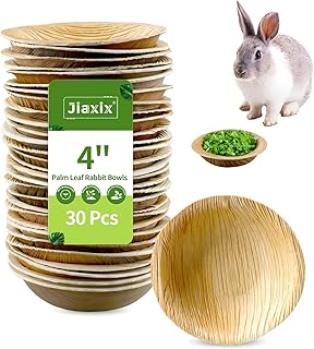 30 Pcs Disposable Palm Leaf Bowls 4 inch Bowl for Rabbits, Compostable Like Bamboo Bowls Disposable Bowl Bunny Chew Toys Chewable Dish for Rabbits & Bunnies,Small Pets