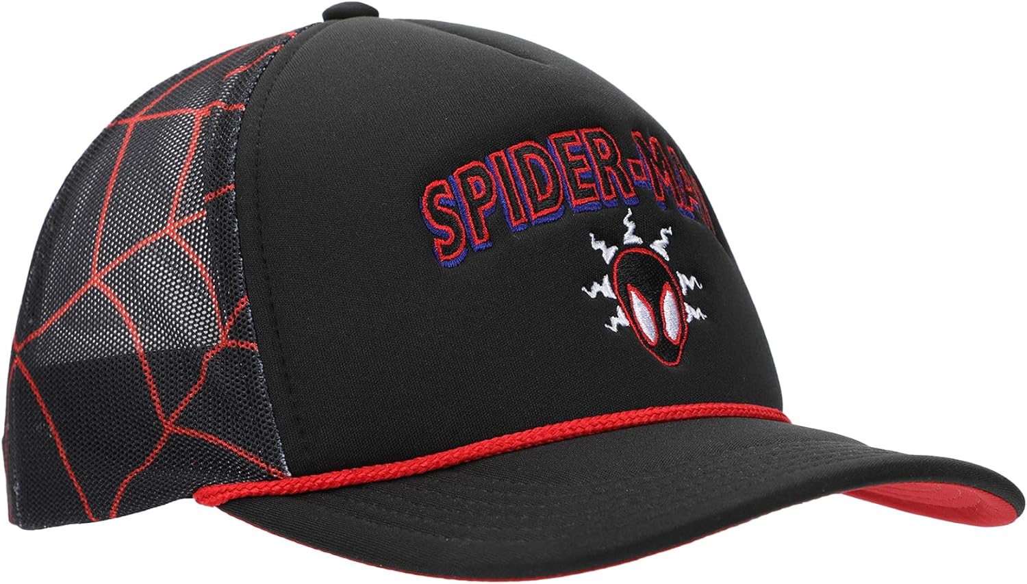 Spider-Man Into The Spider-Verse Miles Morales Spidey Sense Adult Black Trucker Hat