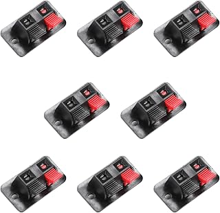 Heyiarbeit 8Pcs 2-Way Speaker Terminal Block Spring Push Release Connector 2 Position Amplifier Spring Jointing Clamp Test Clip