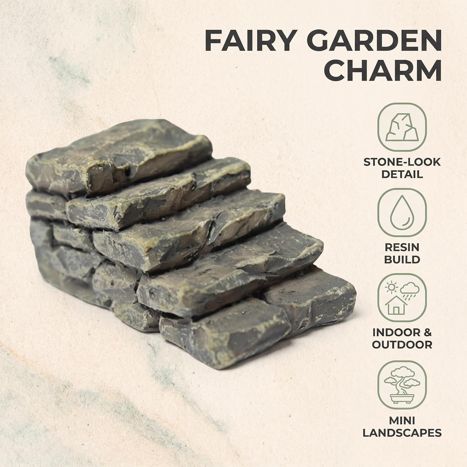 3Pcs Miniature Resin Bridge Stair Stone Straight Bridge Stairs Steps Garden Fairy Ornament Micro Landscaping Decor Bonsai Craft Straight Stairs Outdoor, Garden Sculptures and Statues, Decorations