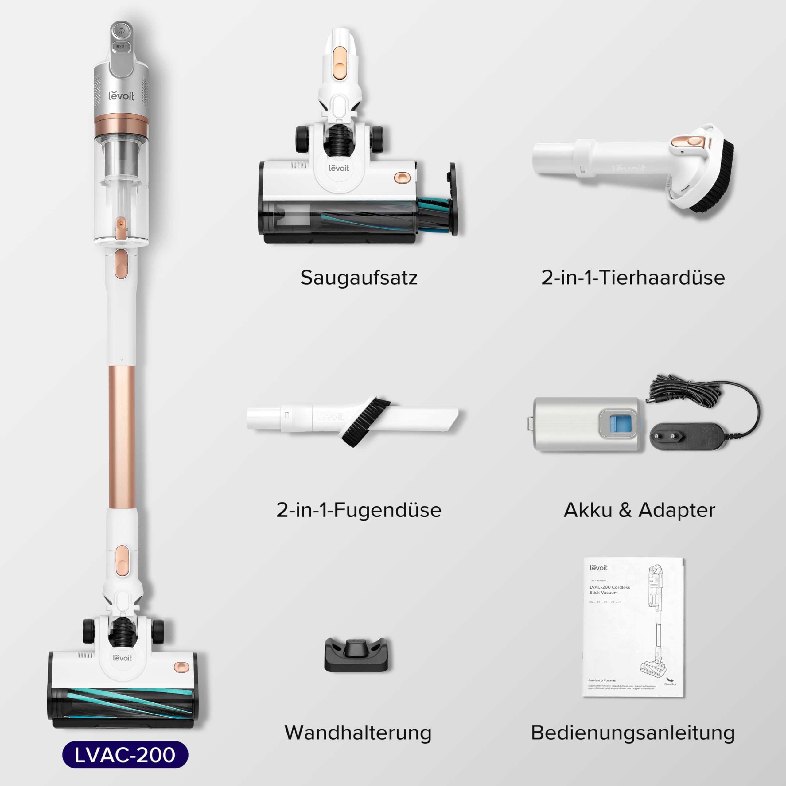 Levoit Ersatzbatterie für LVAC 200 Gold Akku Staubsauger, 2200mAh Lithium, Laufzeit 12-50 Min