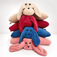 Travesseiro de Pelúcia para Viagem Cachorrinho 2 em 1 Macio e Dobrável com 4 Opções de Cores para Descanso, Crianças, Pets e Presentes (Vinho)