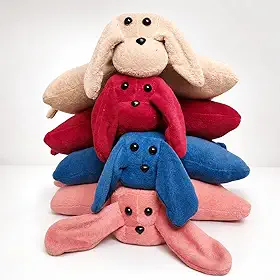 Travesseiro de Pelúcia para Viagem Cachorrinho 2 em 1 Macio e Dobrável com 4 Opções de Cores para Descanso, Crianças, Pets e Presentes (Vinho)