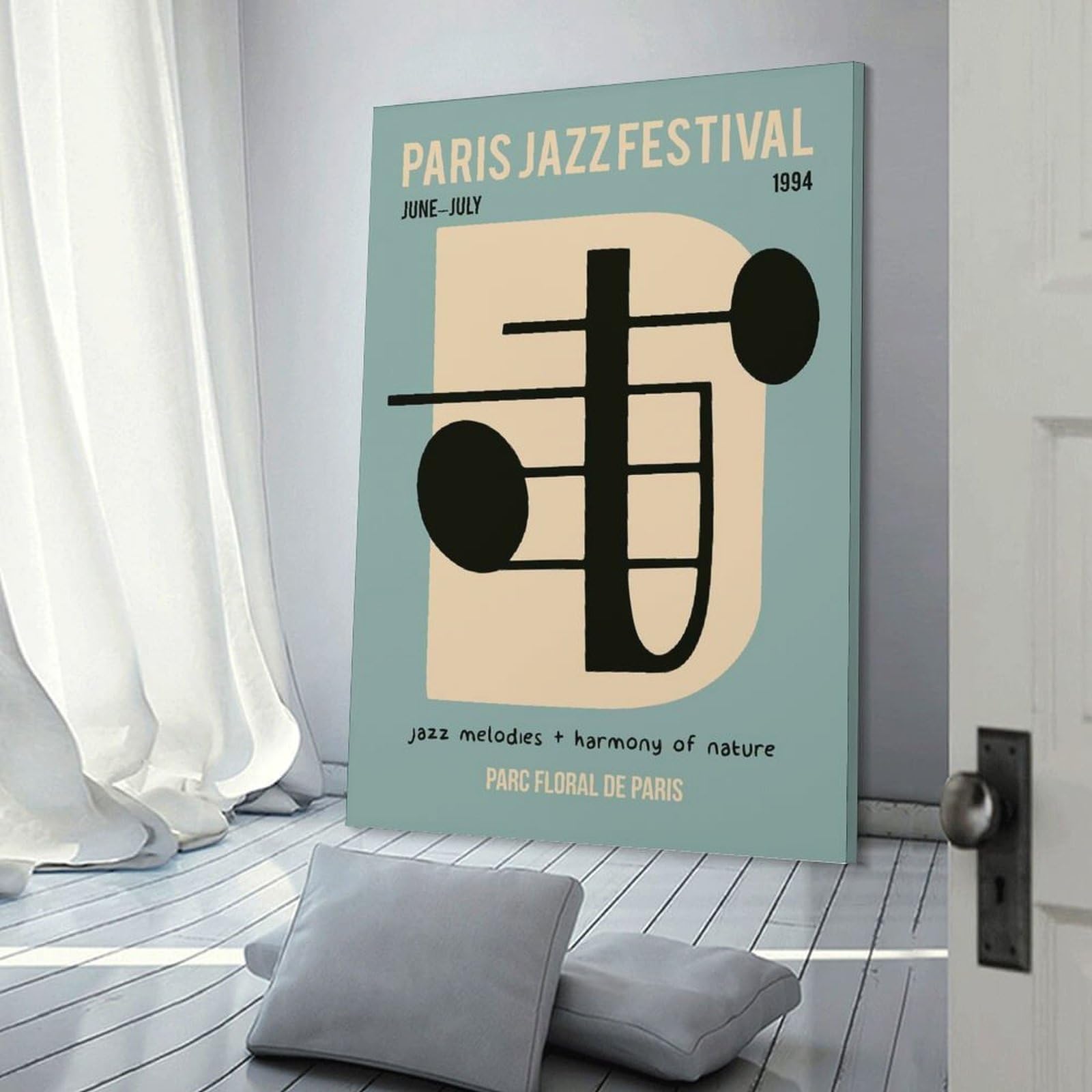 Junmoney Paris Jazz Music Festival Canvas Wall Picture 24x36inch(60x90cm), for Picture Wall Styling in Lounge Or Bedroom, Decorative Artwork with Flexible Styling