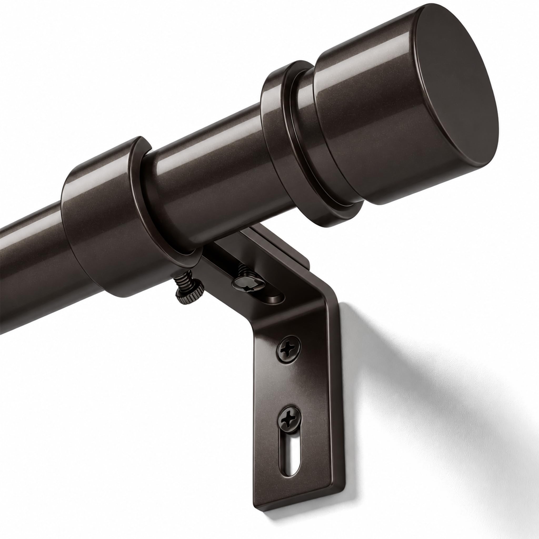 Byondeth Curtain Rods for Windows 16 to 48 or 60 Inches Max Adjustable Length 1 Inch Diameter Window Curtain Rod with Aluminium End Cap, Antique Bronze